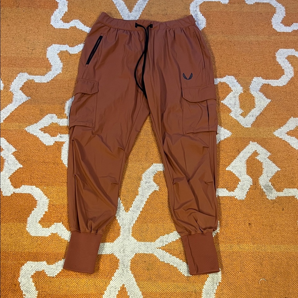Size L Large ASRV DSG-0825 Men Tetra-Lite Cargo high rib jogger Rust color pants
